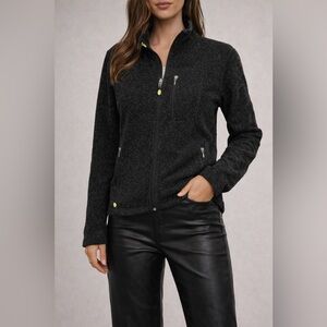 Dakini Women S Black Fuzzy Full Zip Pockets Sweater Jacket